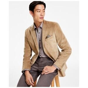 Alfani Men's Slim-Fit Solid Velvet Sport Coat Jacket Tan Sz 40R